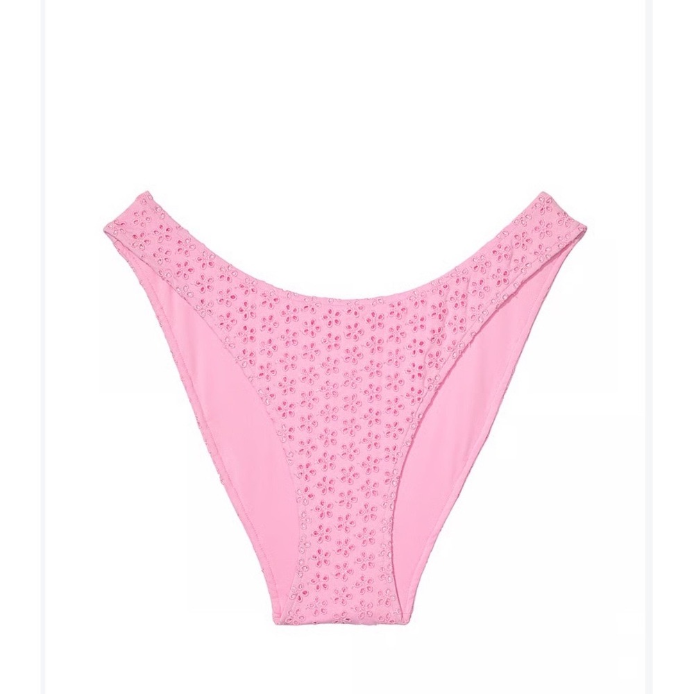 Victoria's Secret Golden Hour Eyelet Bikini Bottom Pink Sand Medium